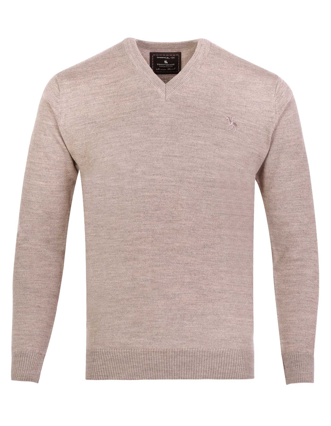 M Khaki Plain Full Sleeve Sweater